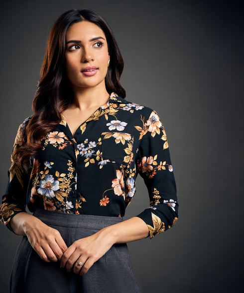 Deep Vneck Printed Top