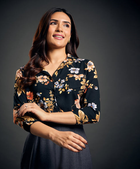 Deep Vneck Printed Top