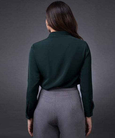 Side Pintuck Green Top