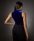 High Neck Sleeveless Velvet Top- Royal Blue