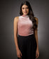 High Neck Sleeveless Velvet Top- Brown
