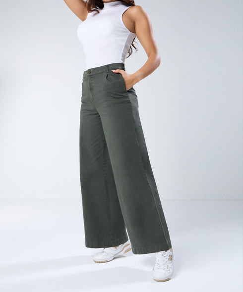 Khaki Pleated Pants