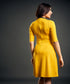 Neck Contrast A-line yellow Dress