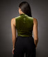 High Neck Sleeveless Velvet Top- Moss Green