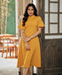 Balloon Sleeve High Neck Mustard Dress
