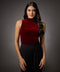 High Neck Sleeveless Velvet Top- Maroon