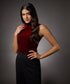 High Neck Sleeveless Velvet Top- Maroon