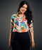 Front Open Collared Printed Top
