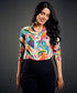 Front Open Collared Printed Top