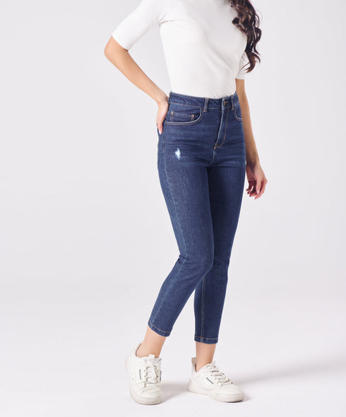 Slim Fit Crop Length Indigo Jean