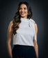 Neck Bow Tie Sleeveless Top-White