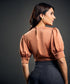Satin Puffed Sleeve Brown Top