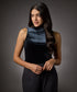 High Neck Sleeveless Velvet Top- Grey