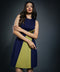 Navy & Green Side Paneled Ponte Dress