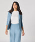Curved Label Collared Classic Jacket- Light Blue