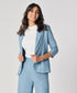 Curved Label Collared Classic Jacket- Light Blue