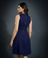 Navy & Green Side Paneled Ponte Dress