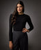 Long Sleeve Round Neck Rib Top- Jet Black