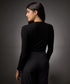 Long Sleeve Round Neck Rib Top- Jet Black