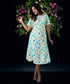 Baloon Sleeve Printed Midi Summer Dress