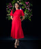 Puffed Sleeves Red Shift Dress