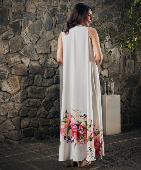 Sweet Rose Printed Summer Maxi Dress