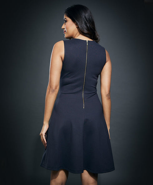 Two Tone Aline Ponte Dress- Pink & Grey