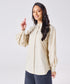 Mandarin Collar Cotton Oversized Shirt- Light Beige