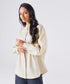 Mandarin Collar Cotton Oversized Shirt- Light Beige