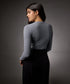 Long Sleeve Round Neck Rib Top- Light Grey