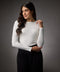 Long Sleeve Round Neck Rib Top- Off White
