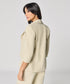 Curved Label Collared Classic Jacket- Beige