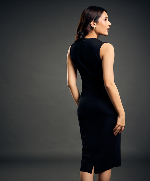 Mixed Tones Paneled Bodycon Sleeveless Dress