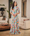 Half Puffed Sleeve Printed Maxi Dress