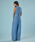 Flared Leg Washed Tencel Light Blue Pant