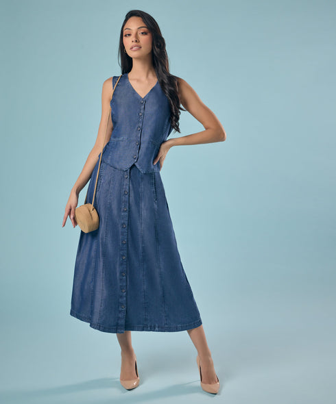 Tencel Front Buttoned Skirt