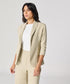 Curved Label Collared Classic Jacket- Beige