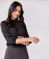Trim Attached Three quarter sleeve black top