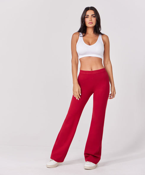 Ponte Flared Red Pant