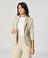 Curved Label Collared Classic Jacket- Beige