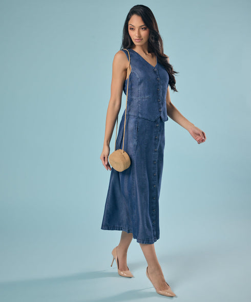 Tencel Front Buttoned Skirt