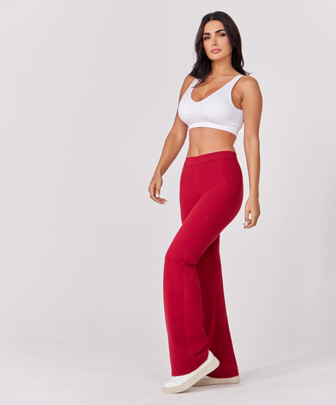 Ponte Flared Red Pant