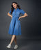 Classic Collared Denim Dress With A Belt