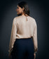 Long Sleeve Crepe Satin Top-Beige