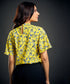 Flared Sleeve Yellow And Blue Top
