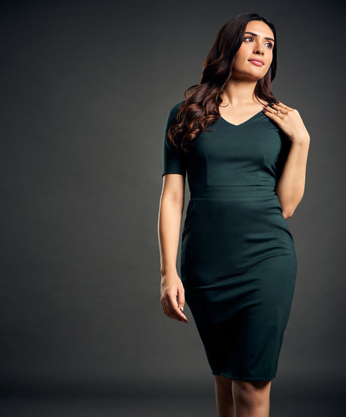 Vneck Bodycon Green Dress