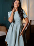 Pleated Short Sleeve Dress With A Belt
