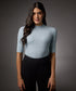 Short Sleeve High Neck Rib Top- Pale Blue