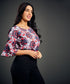 Floral Scoop Neck Sleeve Flared Top