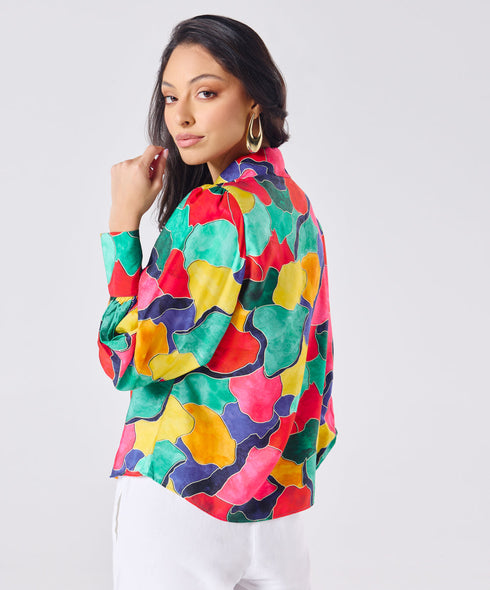 Multi Coloured Shirt With Puffed Sleeve